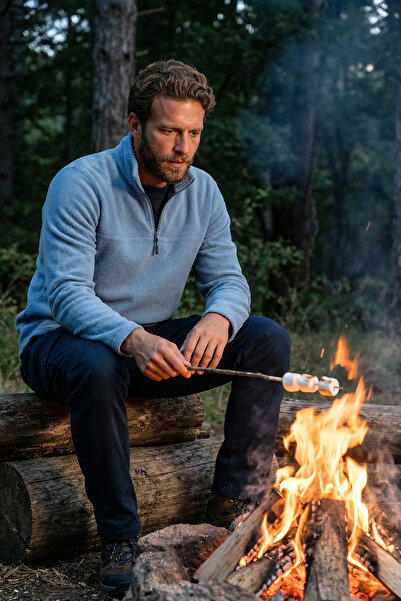 Buratti Slim Fit Half Zipper Soft Texture Fleece-Lined Cold-Proof Winter Flee...