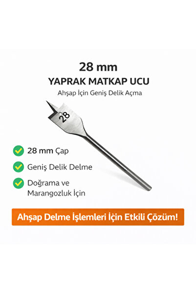 Genel Markalar 28 mm Yaprak Matkap Ucu – Ahşap Delme ve Geniş Delik Açma Ucu
