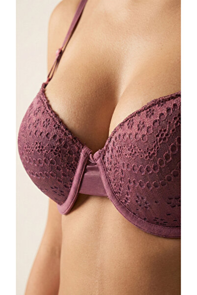 DE JUMO طقم حمالة صدر نسائية مبطنة وداعمة من الدانتيل