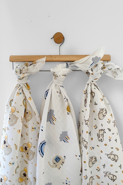 COOLMINIES Çok Amaçlı Müslin Örtü 3’lü Set, Müslin Yenidoğan Bebek Battaniyes...