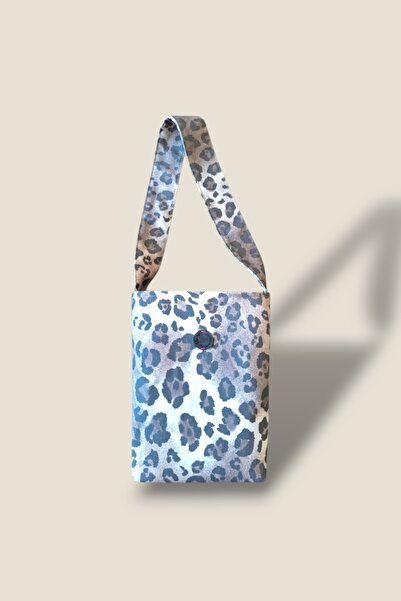 Shiw Design Leopar Desenli Kot Kumaşlı Kol Çantası Omuz Çantası El Çantası