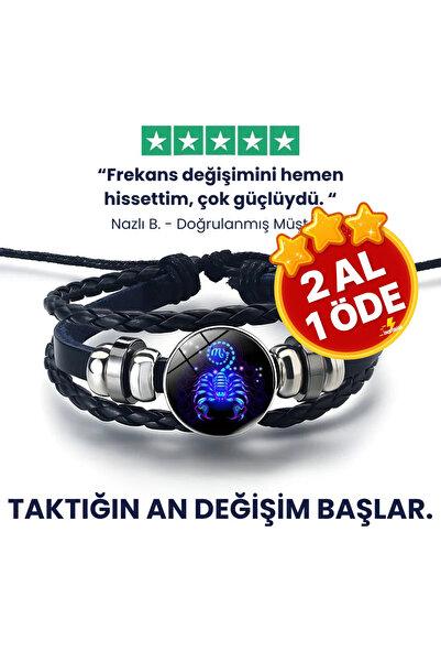 wellife pro AKREP Ruh Bilekliği El Yapımı Ayarlı On İki Burç Deri Bileklik Ka...