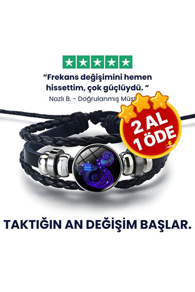 wellife pro KOVA Ruh Bilekliği El Yapımı Ayarlı On İki Burç Deri Bileklik Kad...