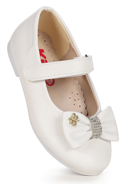 Kiko Kids Pantofi de balerină pentru fete Withbow Skin Velcro Bow