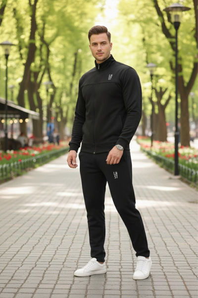 LFSPORT Men's Relaxed Black Tracksuit Set - 85752