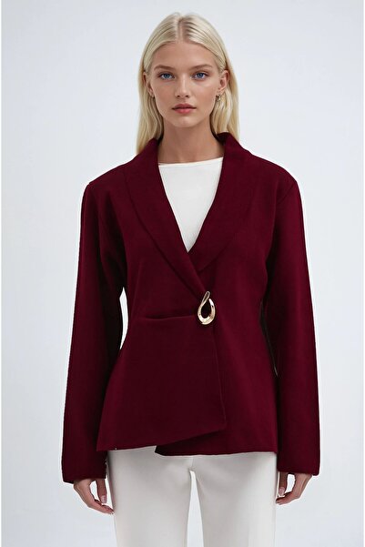 Lijuri Double-Breasted collar buckle knit cardigan 6171