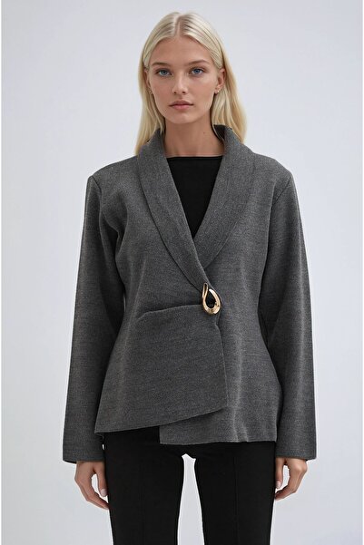 Lijuri Double-Breasted Collar Buckle Knitwear Cardigan 6171