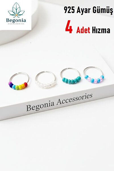 Begonia Accessories 925 Ayar Gümüş 4 Adet Halka Hızma Set / 4