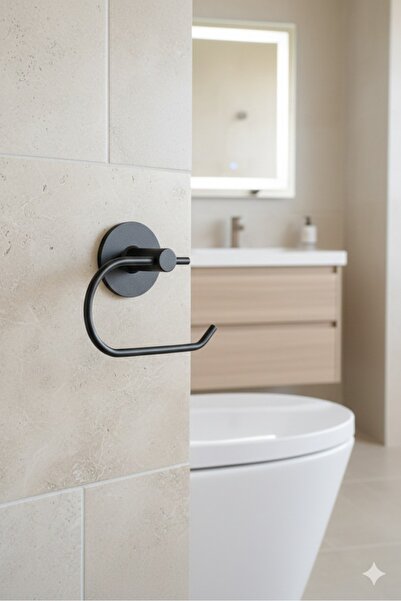 Aktel Banyo Suport rotund adeziv negru pentru hârtie igienică în aer liber Su...