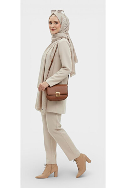 Gül İpek Moda Jakar Damla Desenli Kadın İpeksi Şık Şal Kremrengi