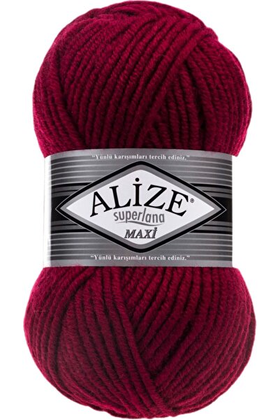 Alize Süperlana Maxi Kalın El Örgü Ipi 390 Vişne