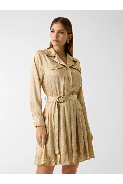 Guess Elida Pleated Long Sleeve Women's Multicolor Dress 6Rgk307435A-Pm7B