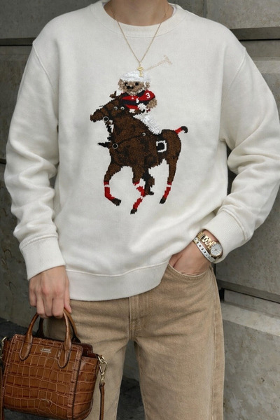 Jose Clothing سويت شيرت مطبوع بأكمام طويلة وقصة كبيرة الحجم