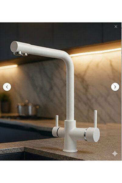 FAUMIX Beyaz Sıcak Soğuk Ve Arıtma Su Girişli Eviye 2 Yıl Garantili 3 Yollu A...