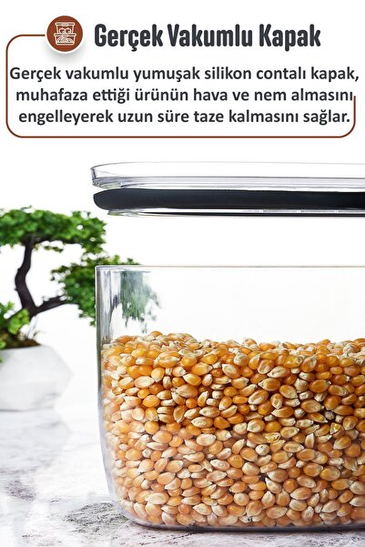 İronika 900 ml Gerçek Vakumlu Silikon Kapaklı Kristal Erzak Bakliyat Saklama Kabı Seti Baharatlık 12