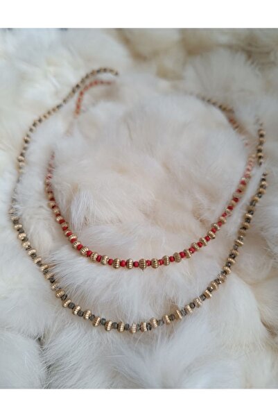 Novamtrend El Yapımı Boncuk Detaylı Gold Ton Bohem Kolye