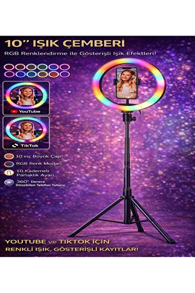 Moxti Profesyonel Fotoğraf Ve Video Için Çekim Işığı Ring Lıght Stüdyo 10 Inç...