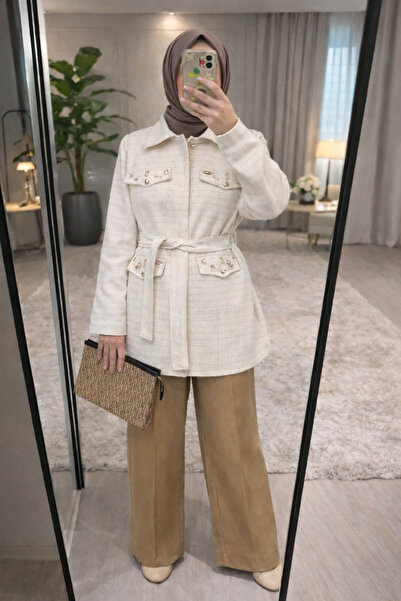 MODA S&S BZLİNE سترة تويد مع بروش