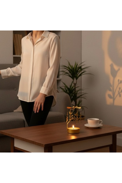 keyfim shop Altın Renkli Dönen Metal Mumluk Geyik Tasarımlı Dilek Çanı