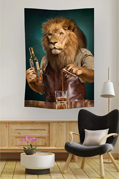 Nivendi Barmen Aslan Kumaş Duvar Örtüsü Ev Dekorasyon Duvar Halısı Tapestry