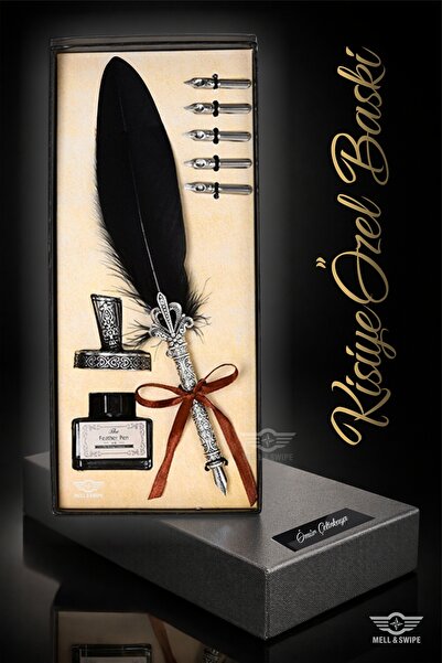 MELL & SWIPE Kişiye Özel Isim Baskılı Hediyelik Masa Üstü Tüylü Hokka Divit K...