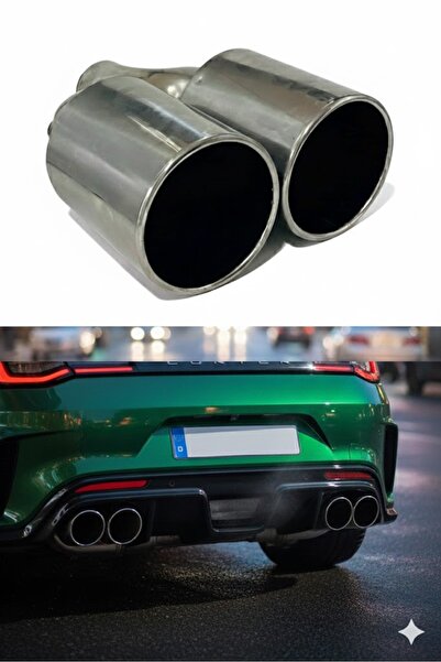 Defne Egzoz 100 MM Çiftli Boş Krom Kaplama Egzoz Ucu Her Araca Uyumlu Univers...