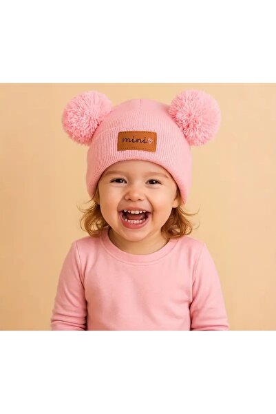 alka Cute Baby/Child Mini Beanie with Double Pompom 0-24 Months