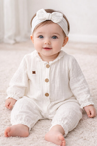 begi kids طقم رومبير للفتيات الصغيرات مكون من قطعتين مصنوع من قطن الموسلين بن...