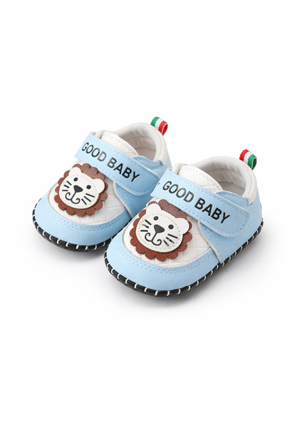 Superbaby Pantofiori băieței pentru primii pași, cu arici, alb cu bleu, model...