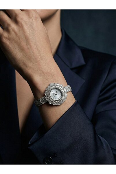 Hertaş 925 Ayar Gümüş Rodyum Kaplı Zirkon Taşlı Kadın Saat 18 cm 100363