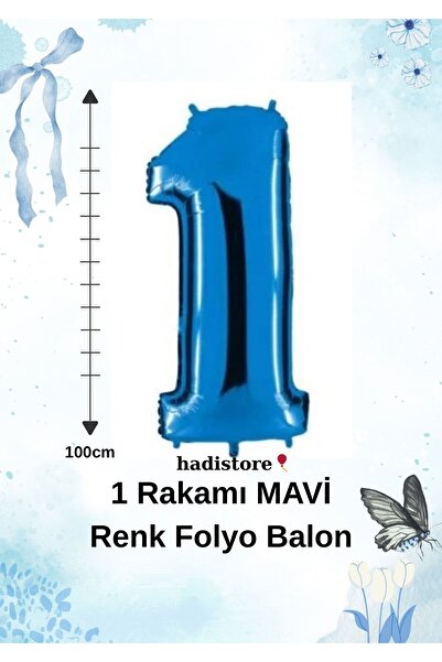 hadistore Mavi Renk 100cm 1 Sayı Balon – Folyo Helyum Uyumlu Doğum Günü - Öze...