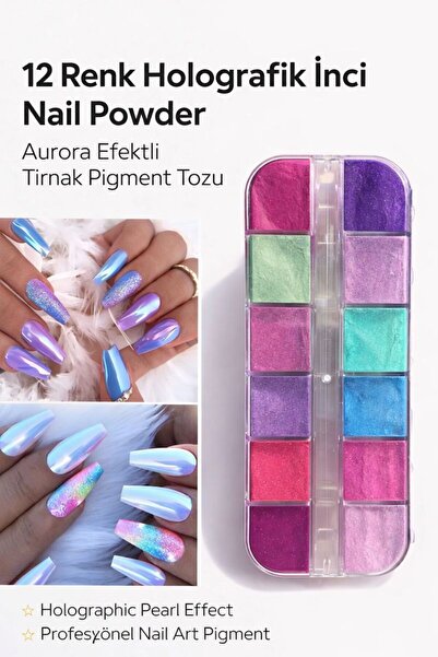 Francheska Tırnak Nail Art Pigment Tozu 12 Renk Seti Tırnak Efekti Tozu