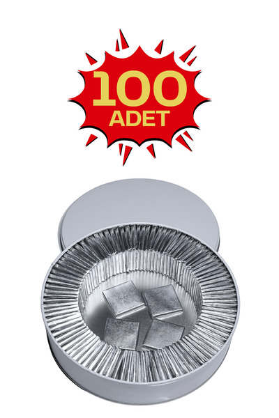 Bubi Çikolata Metal Kutuda Gümüş Sargılı Sütlü Madlen 100 Adet İkramlık Çikolata