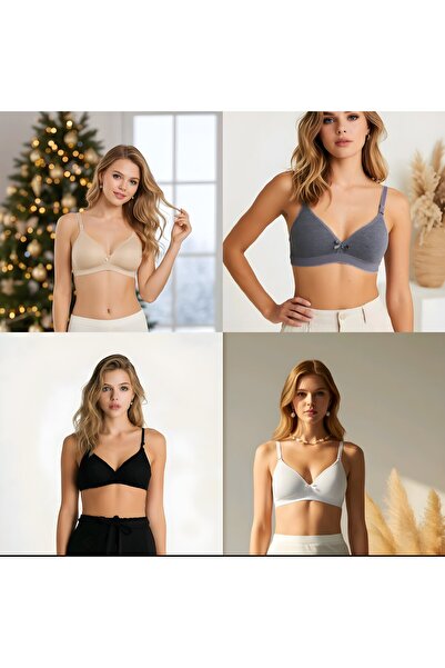 MissPrive طقم ملابس داخلية نسائية للتدريب بدون دعم مكون من 4 قطع