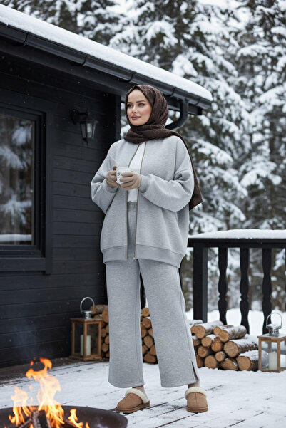 Aselim Hijap Moda Σετ Τριών Κλωστών Ş επένδυση fleece Bomber Διπλό Τσακάκι Μα...