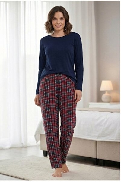 PİERLES Γυναικείες πιτζάμες Fleece με ελαστική μέση χειμώνα -p01