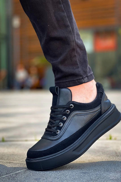 Zerenyus ZRN-006 Преміум чорні чоловічі спортивні кросівки на високій підошві...