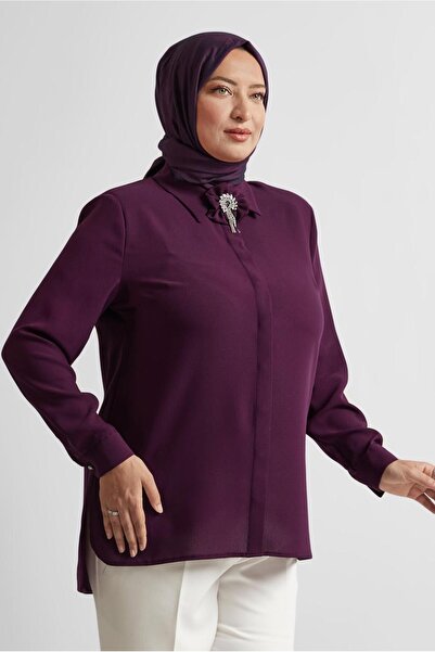 Alvina Plus Size Brooch Detailled Tunic 20752