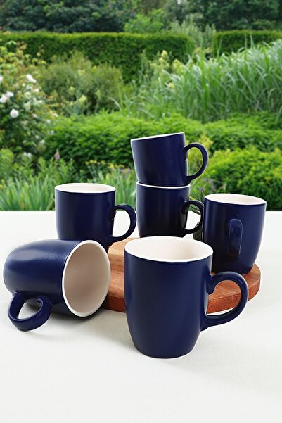 Keramika كوب كوبالت غير لامع / سحابة بيضاء 9 سم 6 قطع