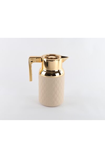 Generic 1L Arabic Vacuum Thermos Flask Beige Glass Refill Plastic Shell Therm...