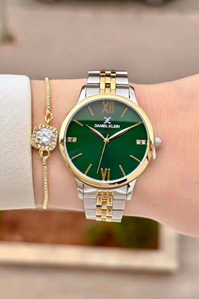 Daniel Klein Kadranı Yeşil Kordonu Sarı Silver Renk 24 Ay Garantili 35 mm Kad...