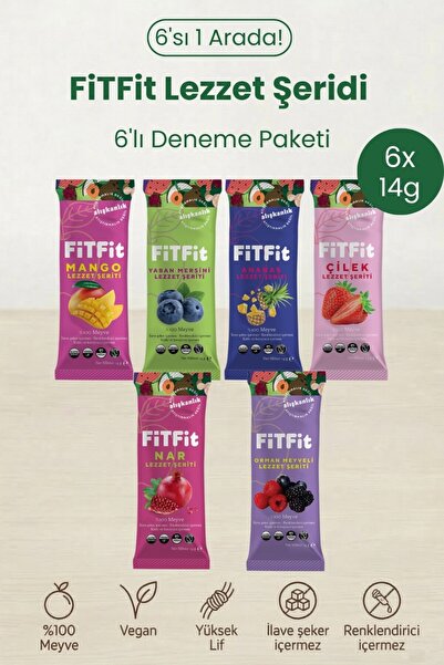 FitFit Lezzet Şeriti Mix Paket Meyve Pestili Doğal Meyveli Sağlıklı Atıştırma...