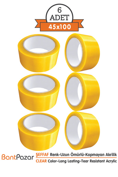 BantPazar 45x100 Şeffaf Bant (6 ADET) - Dayanıklı Ambalaj ve Koli Bandı-Ekono...