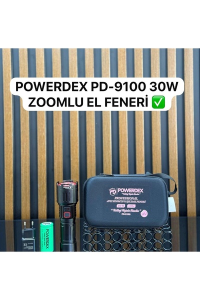 powerdex Pd-9100 Zoomlu Şarjlı 30w Profesyonel Avcı Feneri