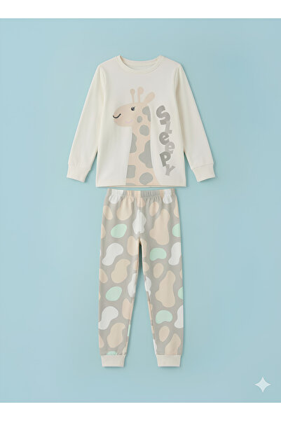 MADALİNA Set de pijamale pentru fetiță, 100% bumbac, cremă, aspect iepure