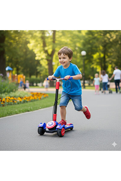 Scooter Kids' 3-wheel scooter with a superhero (Captain America) design - Hei...