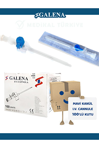 Galena Branül (İntraket) (I.V. Kanül) Mavi (22g) 1 Kutu 100'lü Paket
