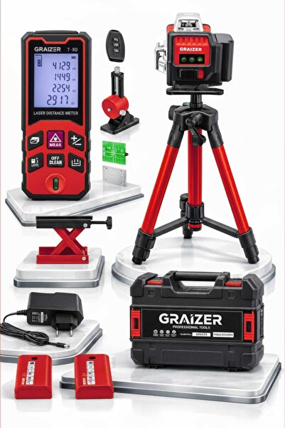 Graizer K16 Köşe Yeşil Çizgi Lazer Terazi 360° Miknatisli Otomatik Hizalama M...