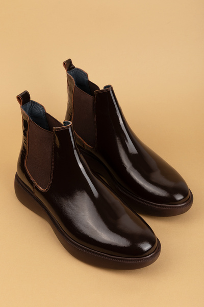 Gondol Men's Genuine Leather Casual Boots Src.704 Brown Patent Leather