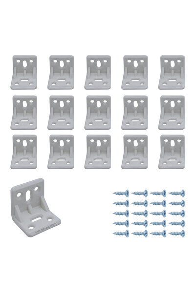 MR.BRACKET 15 ad. Beyaz Plastik L Gönye Köşe Bağlantı Aparatı - Mobilya Dolap...